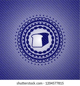 bread icon inside emblem with jean background