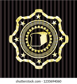 bread icon inside gold badge or emblem
