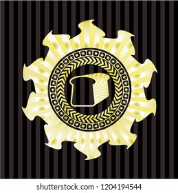 bread icon inside gold emblem