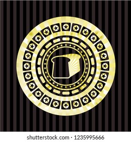 bread icon inside gold emblem