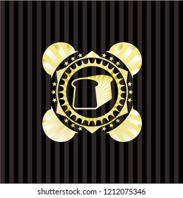 bread icon inside golden badge or emblem
