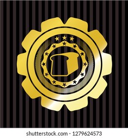 bread icon inside golden badge or emblem