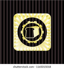 bread icon inside golden emblem or badge