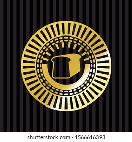 bread icon inside golden emblem or badge