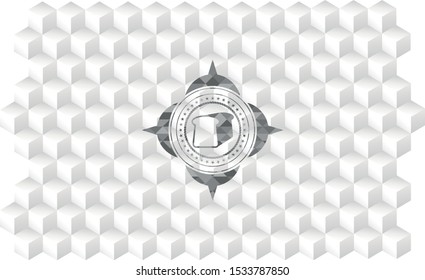 bread icon inside grey badge with geometric cube white background