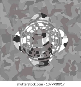 bread icon inside grey camouflage emblem