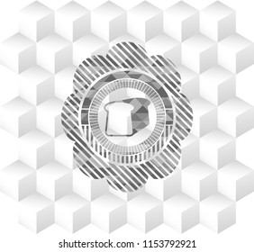 bread icon inside grey icon or emblem with geometric cube white background