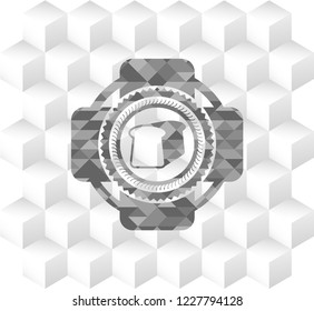 bread icon inside grey icon or emblem with geometric cube white background