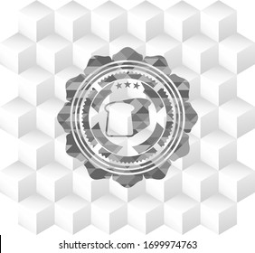 bread icon inside grey emblem. Vintage with geometric cube white background