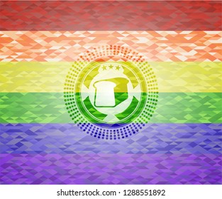 bread icon inside lgbt colors emblem 