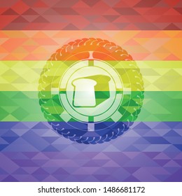 bread icon inside lgbt colors emblem 