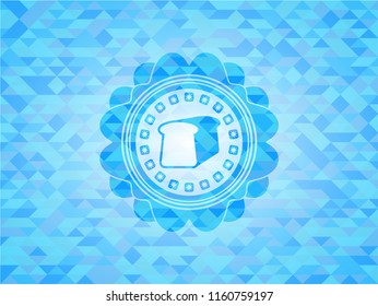 bread icon inside light blue mosaic emblem