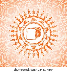 bread icon inside orange mosaic emblem with background