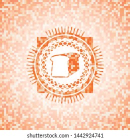 bread icon inside orange mosaic emblem with background
