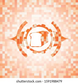 bread icon inside orange mosaic emblem
