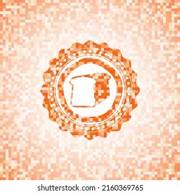 bread icon inside orange tile background illustration. Square geometric mosaic seamless pattern with emblem inside. 
