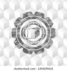 bread icon inside realistic grey emblem with cube white background