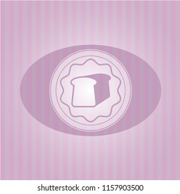 bread icon inside realistic pink emblem