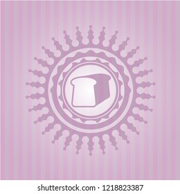 bread icon inside realistic pink emblem