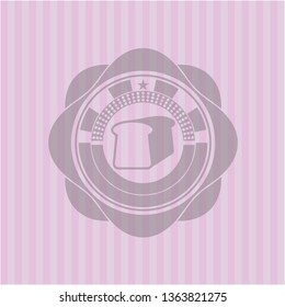 bread icon inside realistic pink emblem