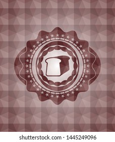 bread icon inside red emblem with geometric background. Seamless.