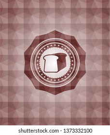 bread icon inside red geometric pattern emblem. Seamless.