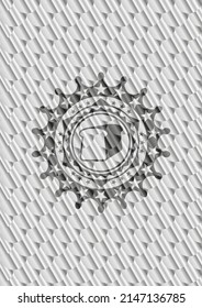 bread icon inside silver shiny emblem. Scales pattern. Vector Illustration. Detailed. 