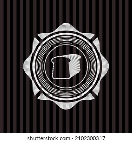 bread icon inside silvery emblem. 