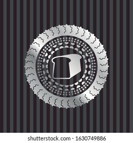 bread icon inside silvery shiny emblem