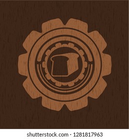 bread icon inside vintage wooden emblem