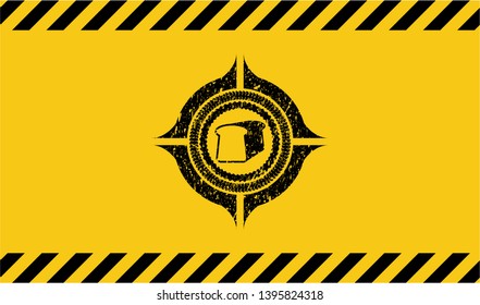 bread icon inside warning sign, black grunge emblem. Vector Illustration. Detailed.