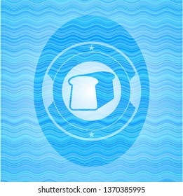 bread icon inside water wave concept badge background.