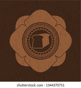 bread icon inside wooden emblem. Retro