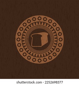 bread icon inside wooden emblem. Retro. 