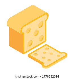 Bread icon, isometric vector of healthy diet 
