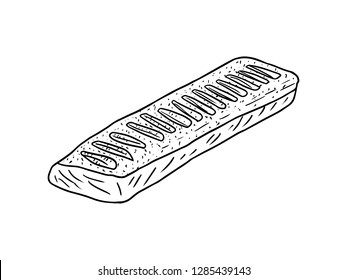 bread icon, bread line art, vector illustration of hand drawn bread.