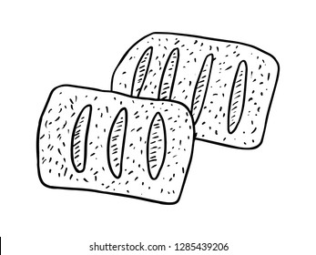 bread icon, bread line art, vector illustration of hand drawn bread.