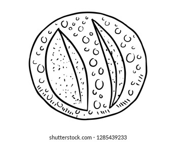 bread icon, bread line art, vector illustration of hand drawn bread.