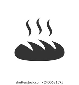 Bread icon, loaf bakery, black flat vector illustration.