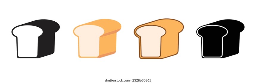 bread icon loaf set thick outline silhouette