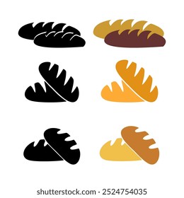 Bread icon, bread loaf and bread slices icon.