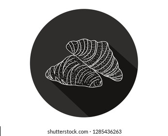 bread icon with long shadow, bread icon with modern line art style, hand drawn vector illustration.
