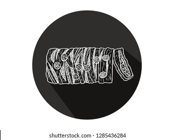 bread icon with long shadow, bread icon with modern line art style, hand drawn vector illustration.