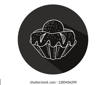 bread icon with long shadow, bread icon with modern line art style, hand drawn vector illustration.