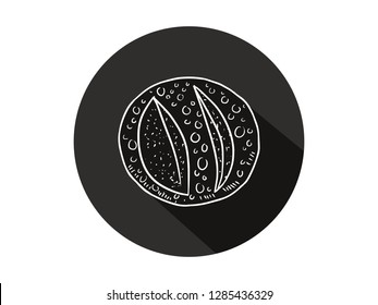 bread icon with long shadow, bread icon with modern line art style, hand drawn vector illustration.