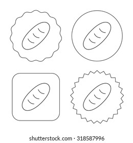 Bread icon. Natural food sign. Bakery symbol. Flat circle, star and emblem buttons. Labels design. Vector