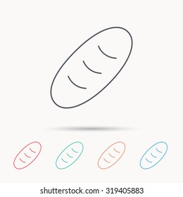 Bread icon. Natural food sign. Bakery symbol. Linear icons on white background. Vector