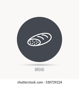 Bread icon. Natural food sign. Bakery symbol. Round web button with flat icon. Vector