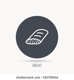 Bread icon. Natural food sign. Bakery symbol. Round web button with flat icon. Vector