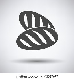 Bread icon on gray background, round shadow. Vector illustration.